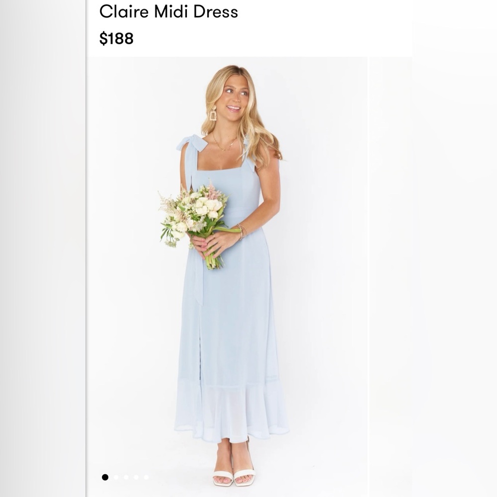 Brand New Show Me Your Mumu Claire Midi dress in Steel Blue Chiffon